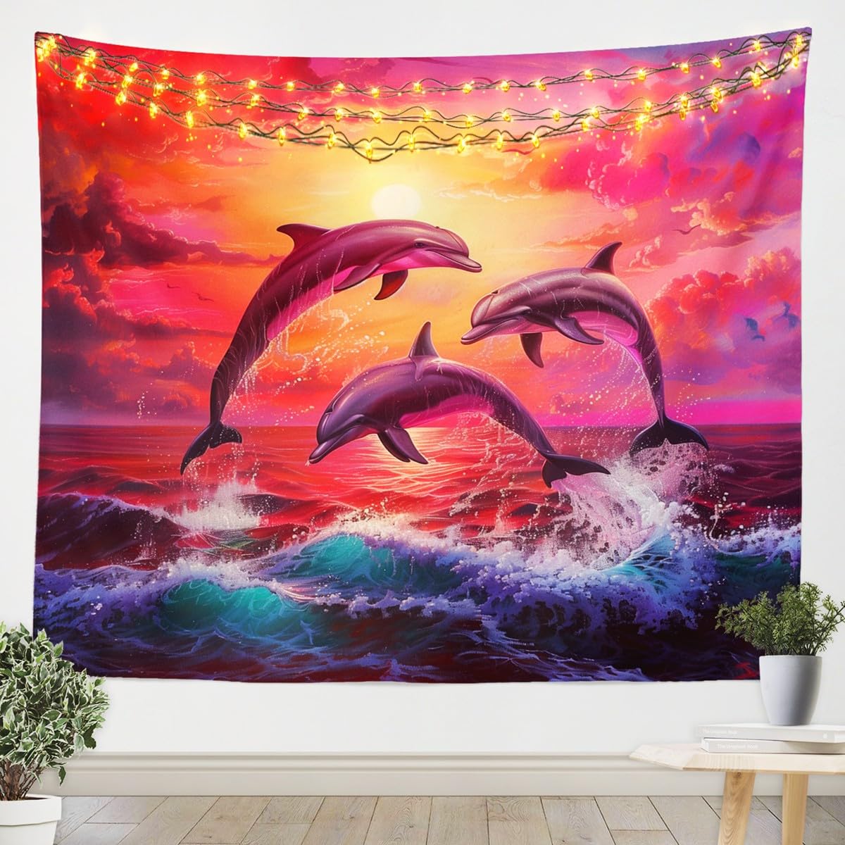 Amazon.com: Castle Fairy Pink Dolphin Tapestry Dolphin Jumping