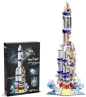 Space Rocket Shuttle Toys for Boys - 1099Pcs DIY Rocket Model Building Blocks Set Space Collectible Display Model Set with Launch Stand Unique Bedroom Decoration Birthday Gifts for Adults Teens Age 8+