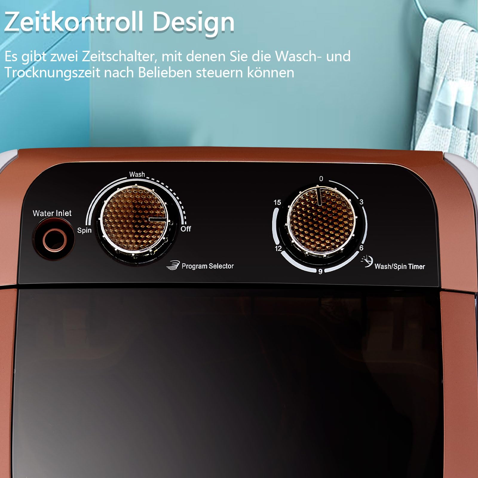 CLIPOP Mini Waschmaschine mit Schleuder & Timer, Waschautomat bis 3 KG, Reisewaschmaschine, Camping Mobile Waschmaschine, Toploader Miniwaschmaschine (1 Kammer)