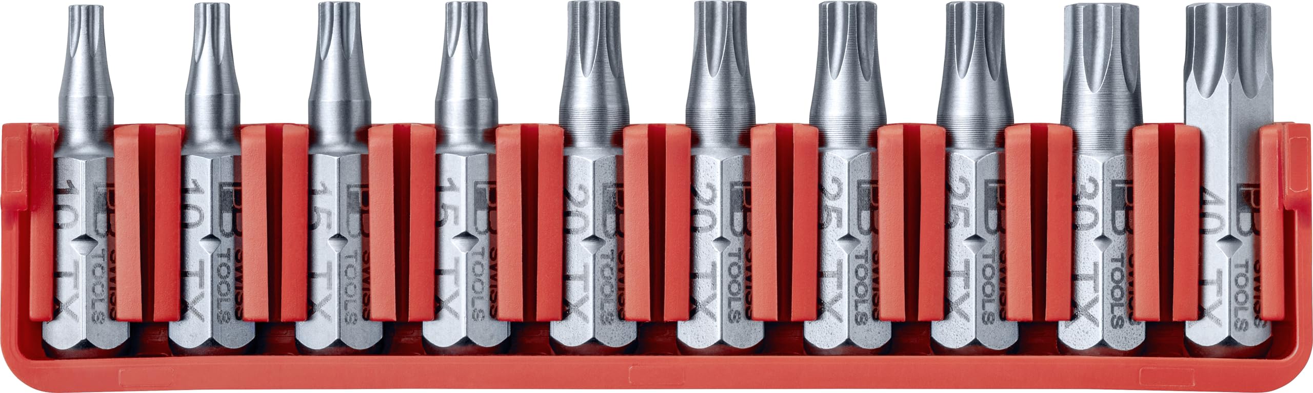 PB Swiss Tools Bit Set Torx T10-T40, C6.705 CN | 100% Swiss Made | Plasmabeschichtung | farbcodiert nach Schraubenart | für professionelles Schrauben in Industrie & Handwerk