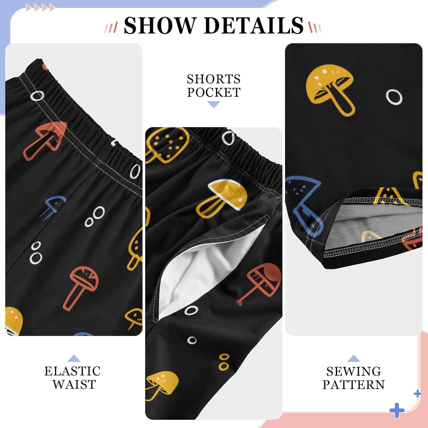 visesunny Boys' Pants Colorful Mushrooms Line Art Jogger Pants Elastic Waist Long Bottoms Trousers S-XL