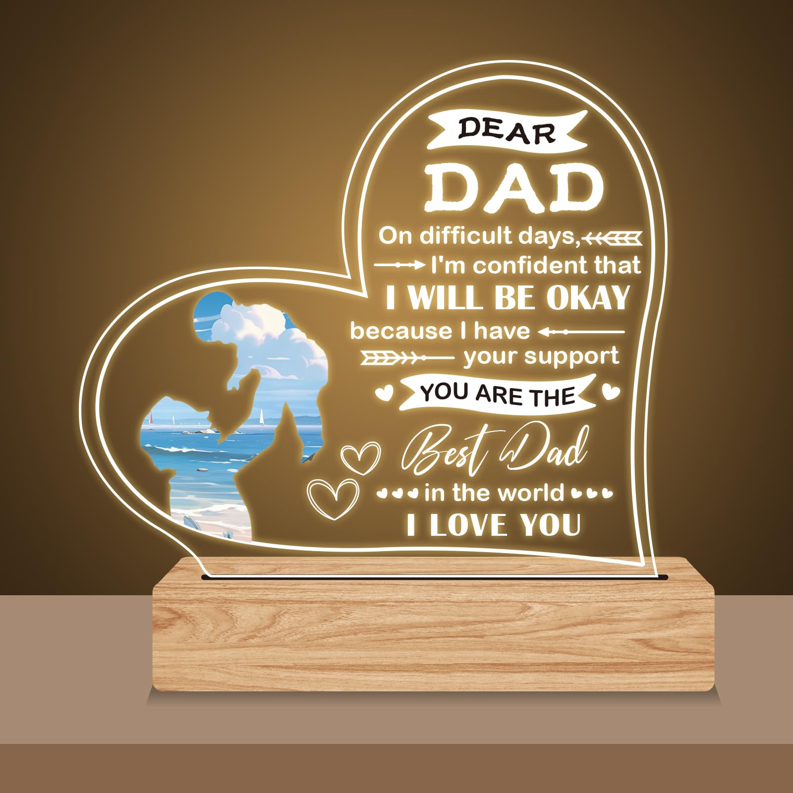 RYOTKIK Dad Birthday Gifts Night Light - You are Best Dad in The World, Dad's Gifts from Son and Daughter, Father's Day Thanksgiving Birthday Christmas Gifts for Father Night Light