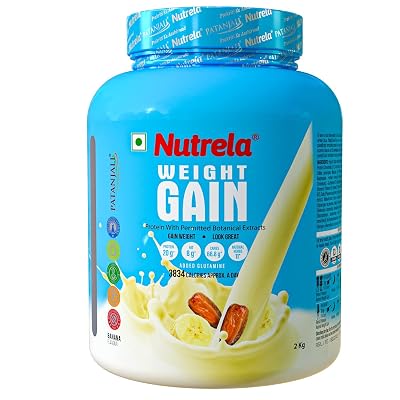 Nutrela Weight Gainer | 2 Kg Banana Flavour | High-Calorie Mass Gainer with Vitamins & Khandsari Sugar | Ideal for Men &