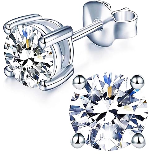 YODEWA 1/2/3ct Moissanite Stud Earrings for Women 925 Sterling Silver