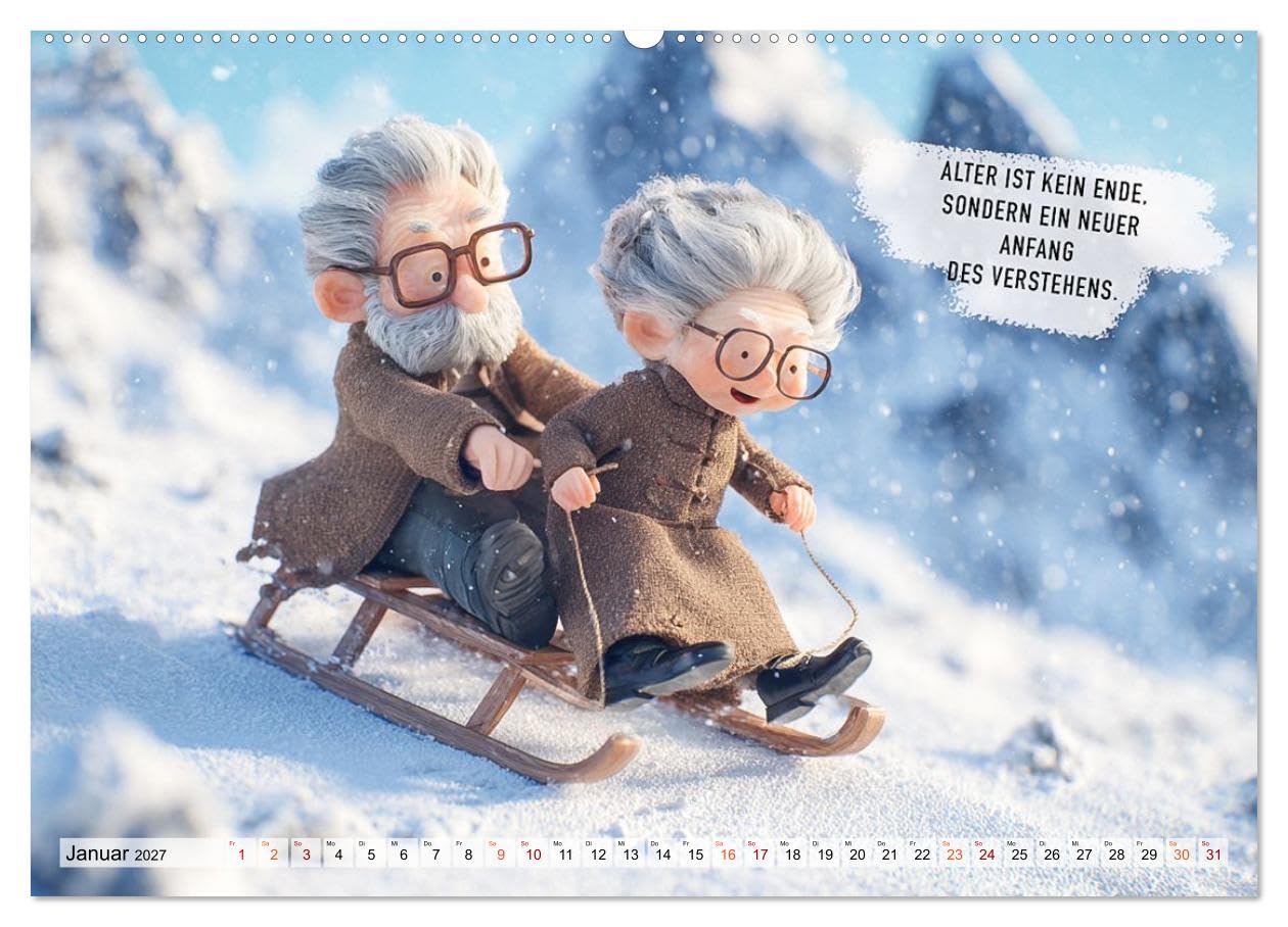 Oma und Opa - Sprüche über das Alter (Wandkalender 2027 DIN A2 quer), CALVENDO Monatskalender: Ein Kalender voller humorvoller Sprüche über das Älterwerden und das Leben. (CALVENDO Menschen)
