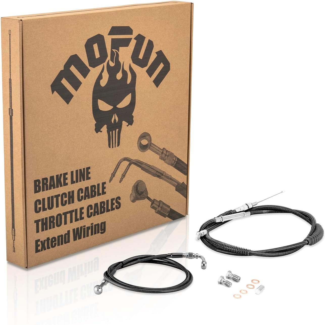 Mofun Extended Length Hydraulic Front Brake Line Non-ABS and Clutch Cable Kit Compatible with Harley Sportster 883 1200 1996-2003, Fit 12"-14" Handlebar Black