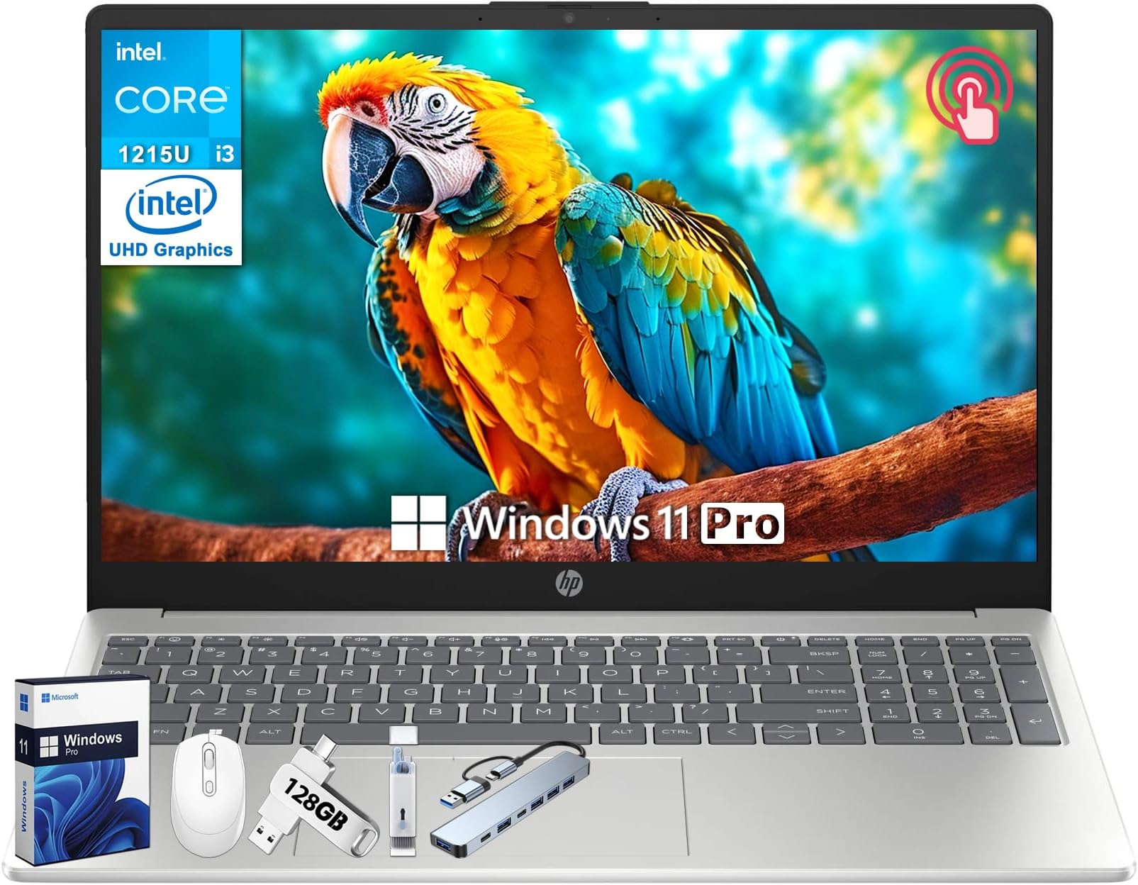 HP 15.6" Touchscreen Laptop for Student & Business, Microsoft Office Lifetime License, Intel 12th Gen Core i3-1215U, 16 GB RAM, 1 TB SSD, Intel UHD Graphics, Fast Charge, HD Camera, Windows 11 Pro