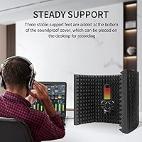 Vista 4 de Aokeo Premium Aislamiento Escudo para grabación, Plegable, Ajustable para Estudio Grabación, panel de Micrófono de Aislamiento, Construido