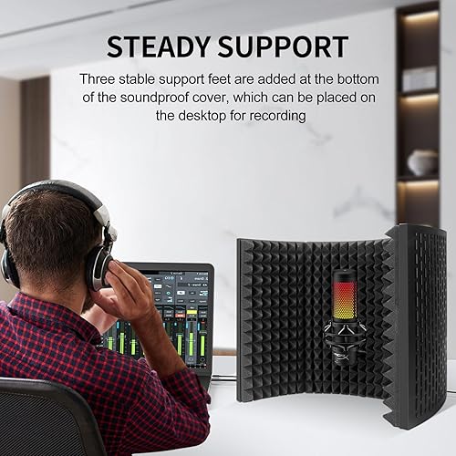 Miniatura 4 de Aokeo (AO-302) Escudo de aislamiento de micrófono de grabación de estudio profesional. Espuma absorbente de alta densidad se utiliza para filtrar