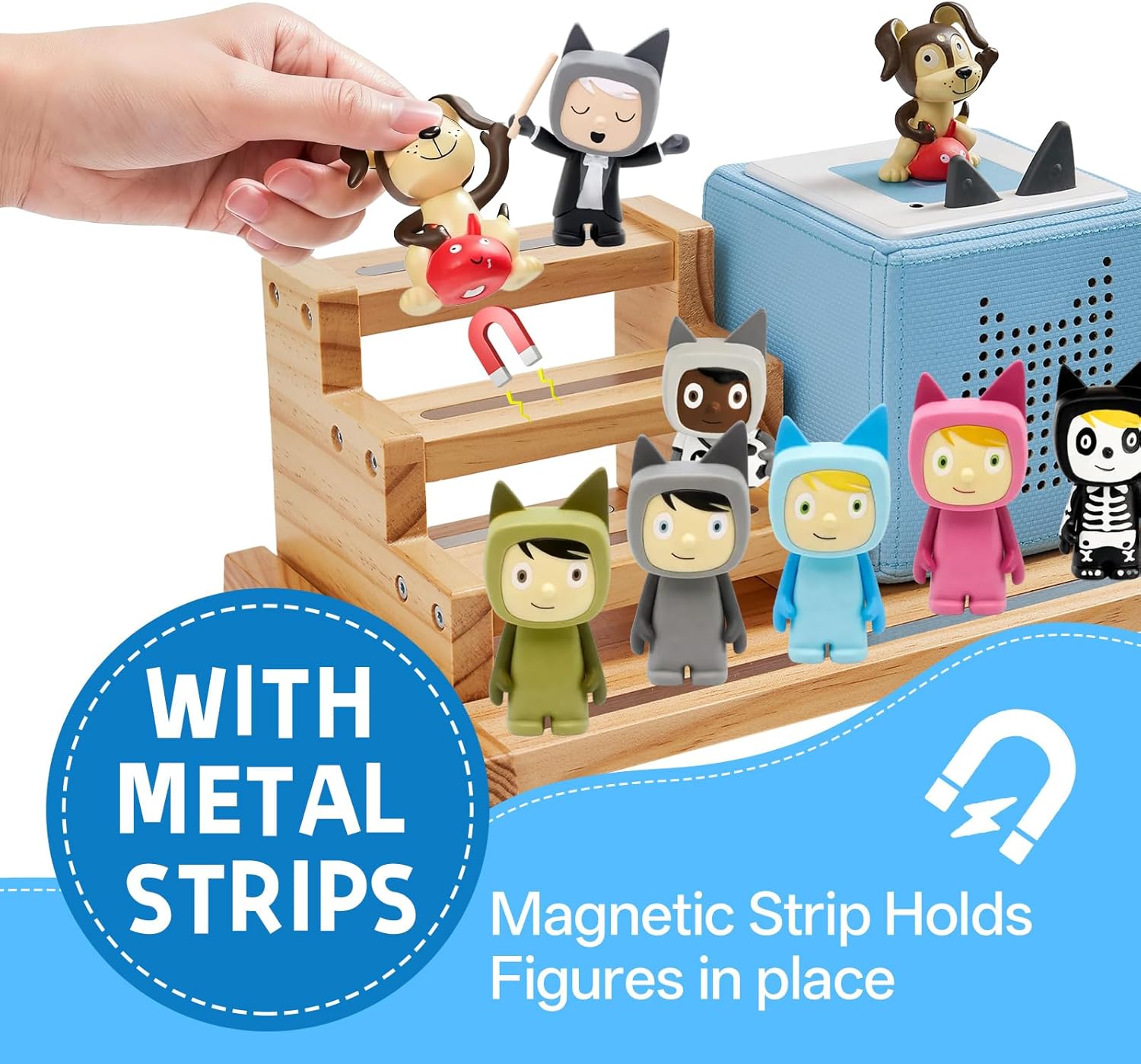 for Tonies Box Organizer Shelf, 3-Tier Tonies Magnetic Shelf Compatible with Toniesbox 1 and Toniesbox 2, Desktop Display Storage Rack for 10-15 Tonies Figures Characters Compatible Charging Station