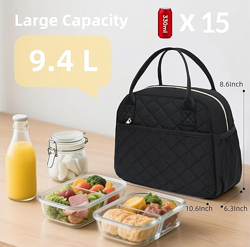 Miniatura 3 de CAMTOP Lonchera para mujer, bolsa de almuerzo aislada, lonchera con hielera térmica, a prueba de fugas, con diseño acolchado, bolsa de almuerzo Todo