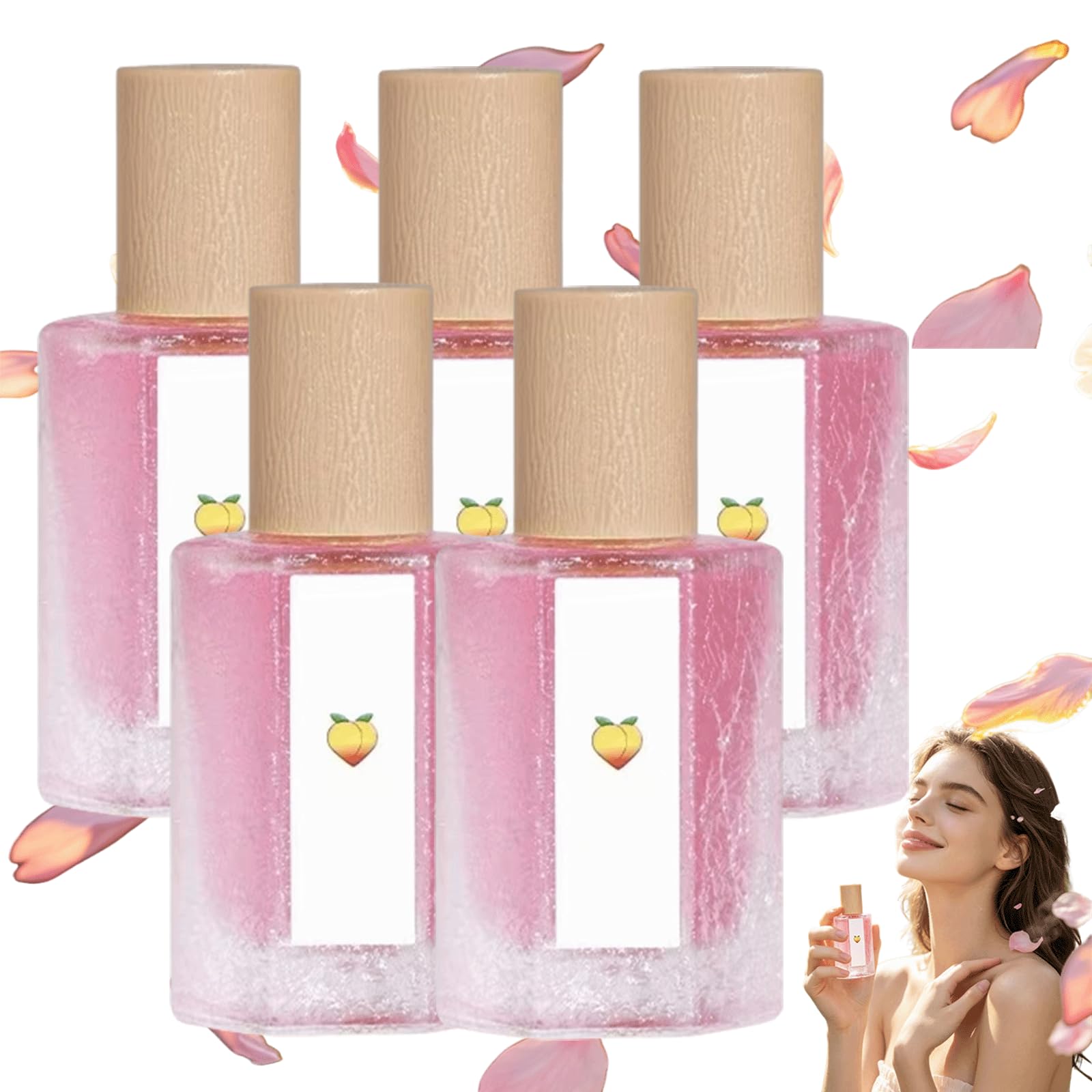 Travel Size Mini Long Lasting Fruity Peach Parfüm, Hair & Body Peach Scented Fragrance Spray für Frauen, Long Lasting Sensitive Skin Summer Mist, Fruity Parfüms, All Skin Types Body Spray (5 stücke)