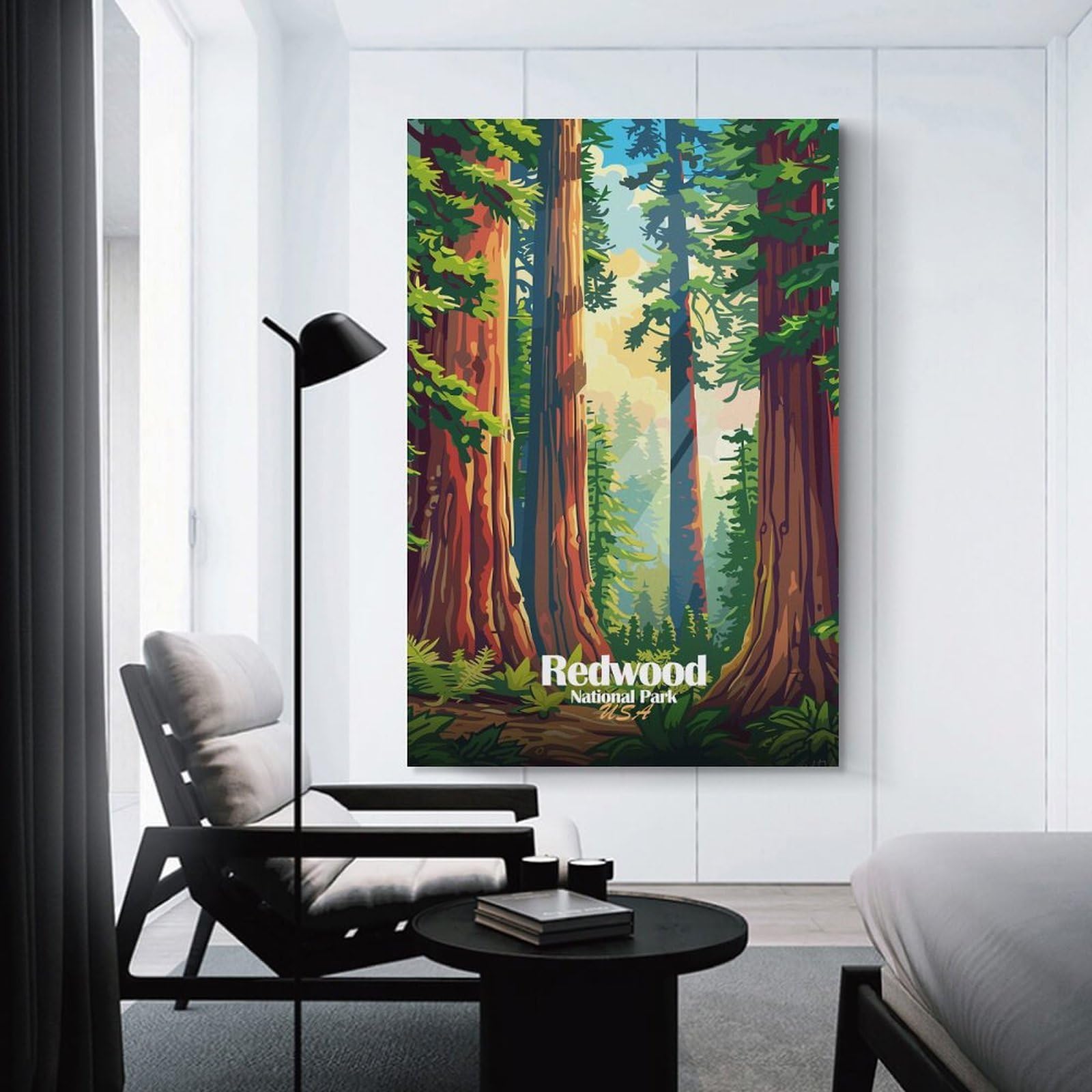 Junmoney Redwood National Park Illustration(2) Room Decor Wall Art, 20x30inch(50x75cm), for Bedroom Walls, Guest Spaces Or Lounges, Stylish Decor for A Restful Room Update