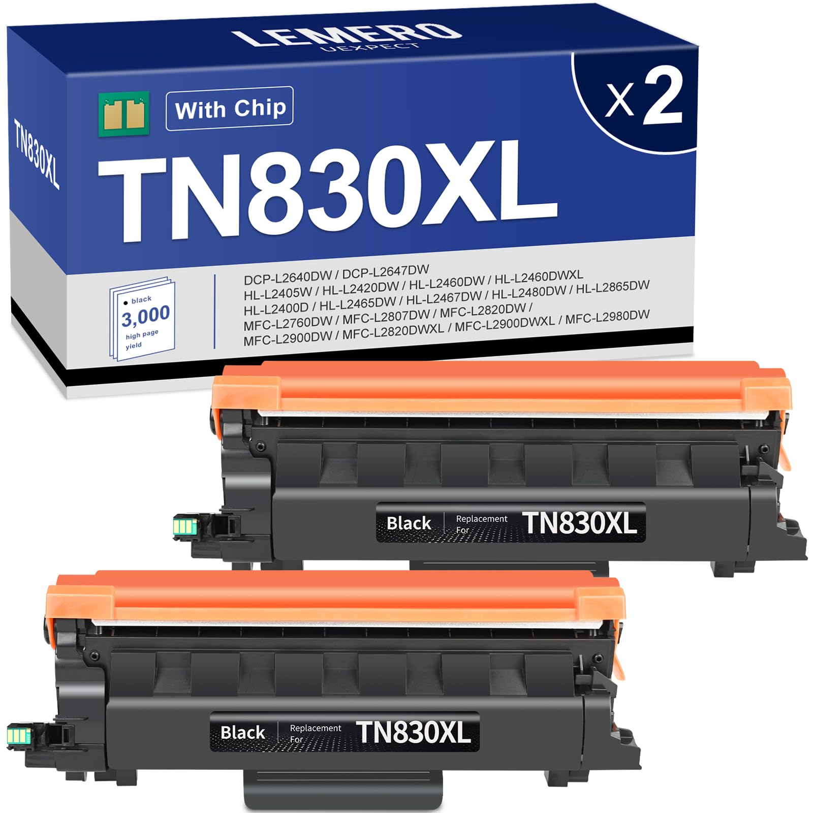LEMERO UEXPECT Compatible for TN830XL Toner for Brother Printer Replacement for TN830XL TN 830XL TN-830XL Toner use with HL-L2460DW DCP-L2640DW
