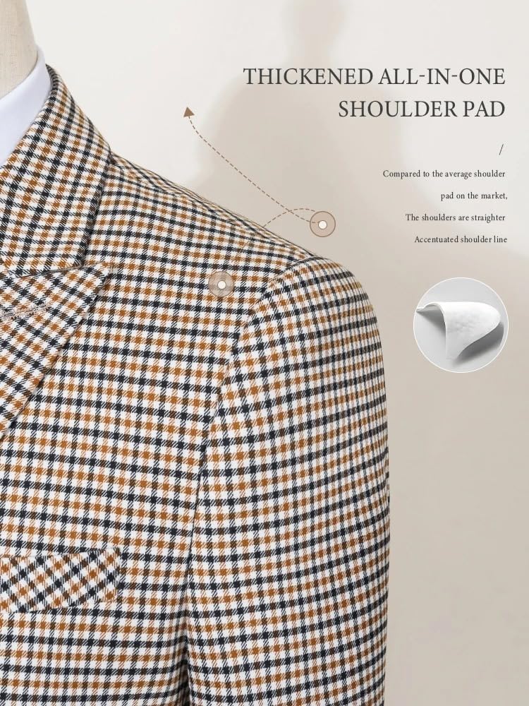 2-Piece Set Jackets Pants Elegant Suits for Men Double-Breasted Plaid Formal Business Office Suit