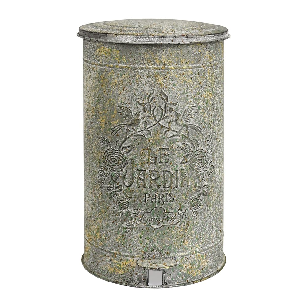 Retro Outdoor Trash Can with Lid 17L/4.5 Gallon Waste Container with Pedal Garbage Poop Bin Kitchen Waste Bins Touchless Bathroom Garbage Can Room Park Garden Decor