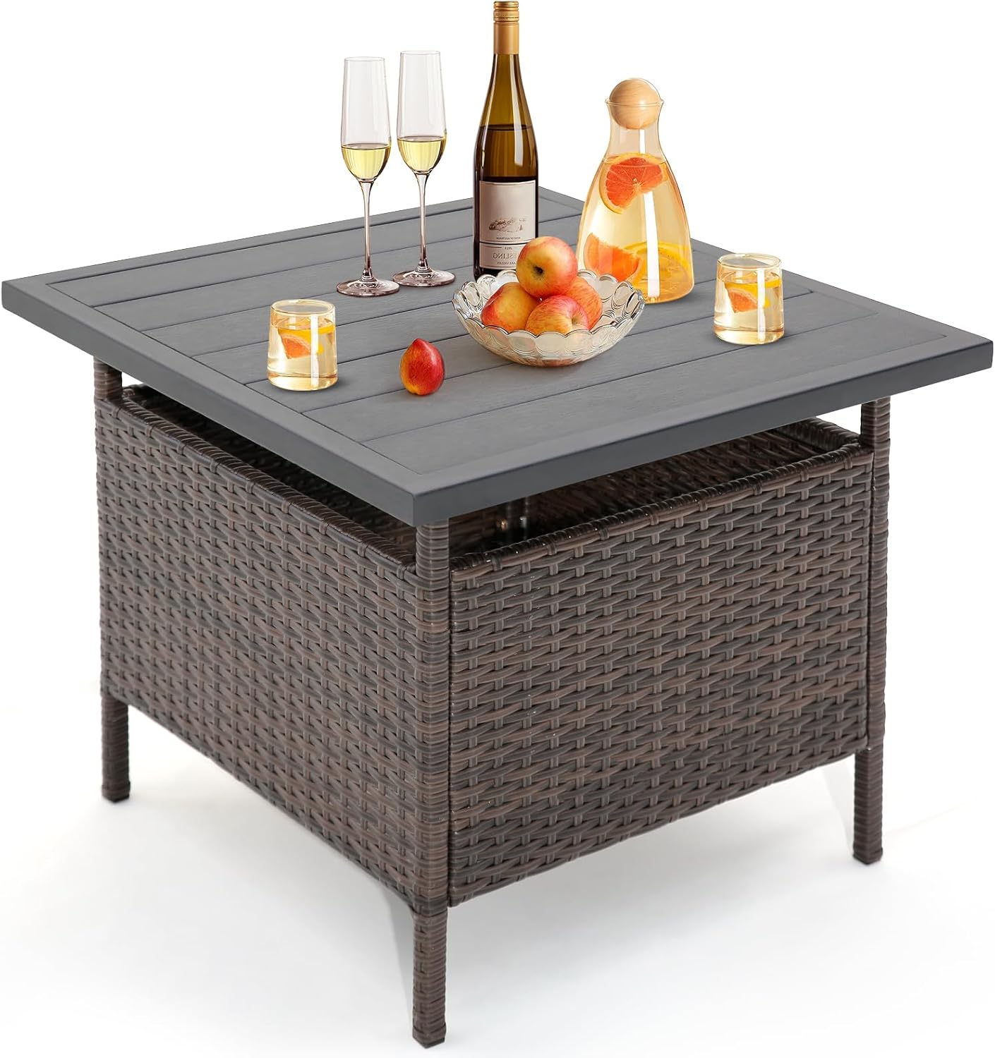 HAPPYGRILL Patio Umbrella Table Stand, Outdoor Side Table