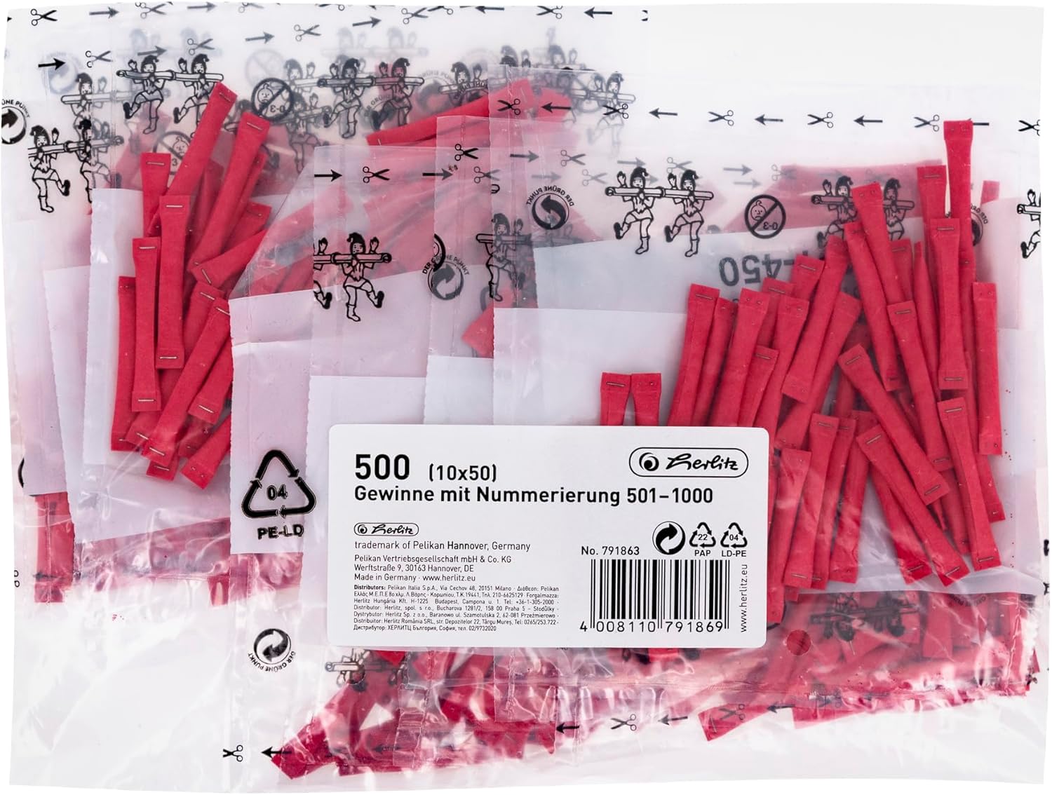 Herlitz 791863 vincente 501-1000 10 x 50 pezzi, rosso, numerato
