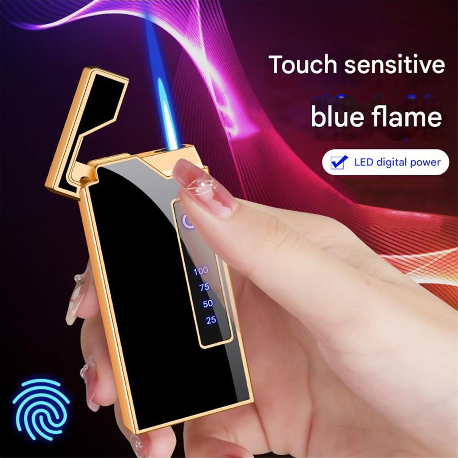 Encendedor recargable resistente al viento, diseño de metal portátil ultrafino para fogatas, velas y uso al aire libre, ideal para acampar y situaciones de emergencia