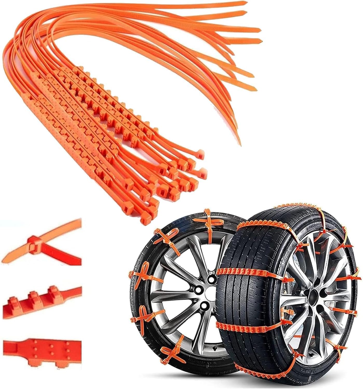 JSLYF Adjustable Passenger Auto Snow Chains,for Renault Captur -II/ 2019 2020 2021 2022 2023 Car,Reusable Snow Tire Chains, Emergency Tire Chains for Winter Driving,20PCS