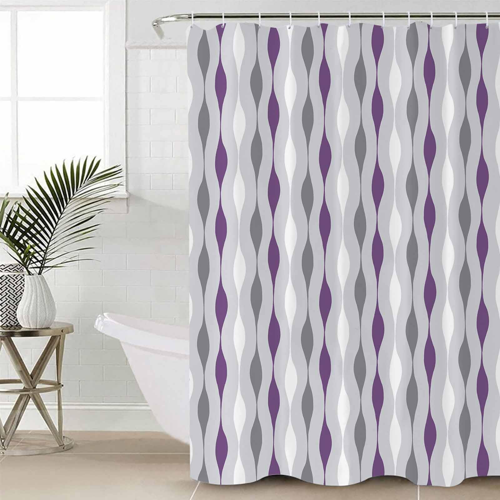 Mowxune Purple Geometric Shower Curtain - 71x74 Inch, No-Hook Double Layer, Hotel Style - View #8