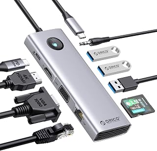 USB C Docking Station Dual Monitor, ORICO 10 in 1 Laptop Docking Station with HDMI 4K, VGA, 3 USB Port, PD 100W, SD&TF, 3.... Price In India