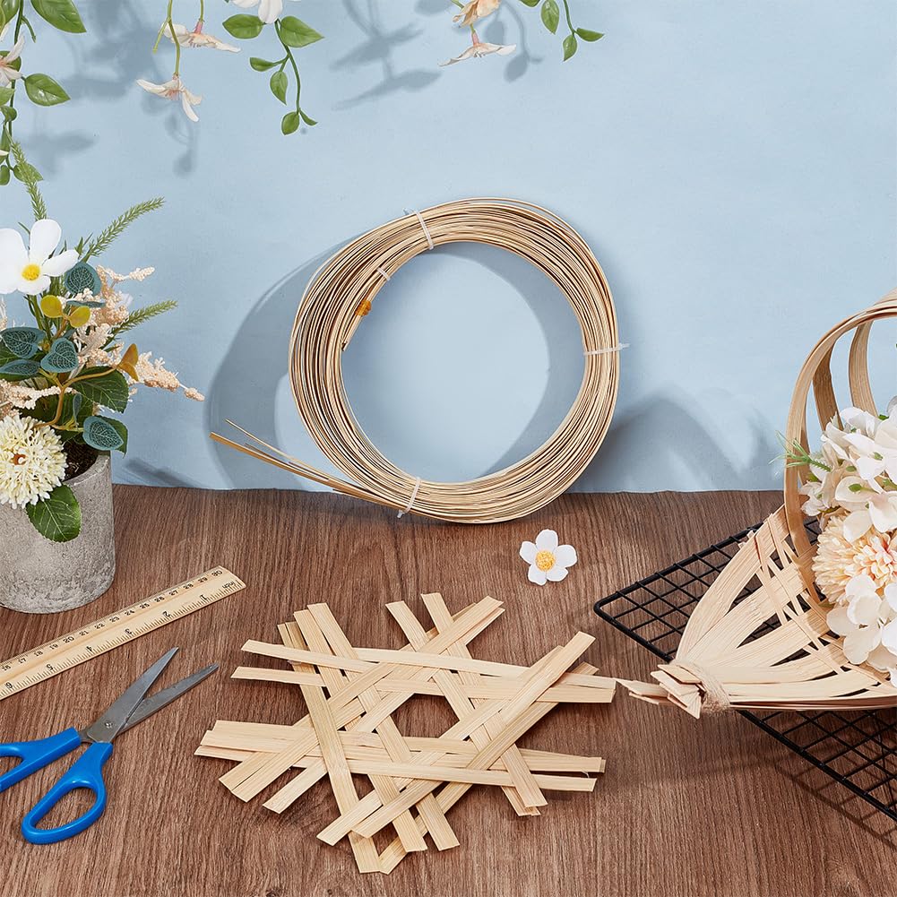 FREEBLOSS 30 m - Nastri in bambù - Materiale finemente intrecciato - 0,5 cm di larghezza - Accessorio di riparazione in vimini per il fai-da-te con nastri di vimini