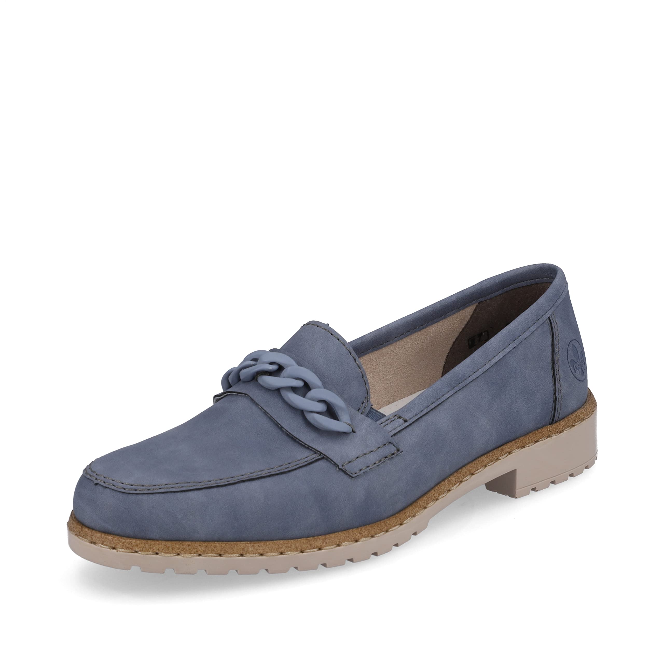 Rieker Women's Mokassin Loafer, Blue, 7.5 UK