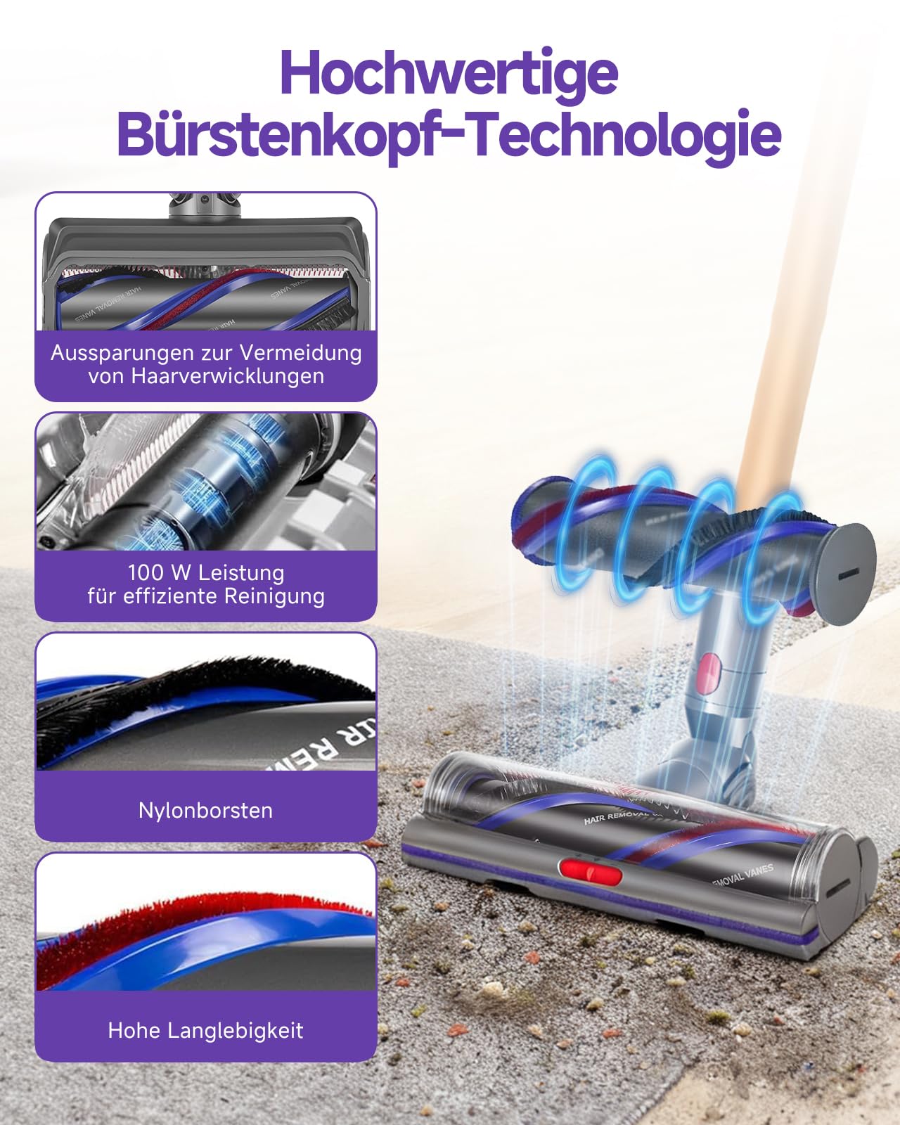 V11 Bodendüse für Dyson V15 V10 V8 V7 SV10 SV11 SV12 SV14 SV15,Torque Drive Bürste,Anti-Tangle,Einstellbare Saugkraft Elektrische Bodenbürste,Hartboden und Teppiche Ersatzbürste