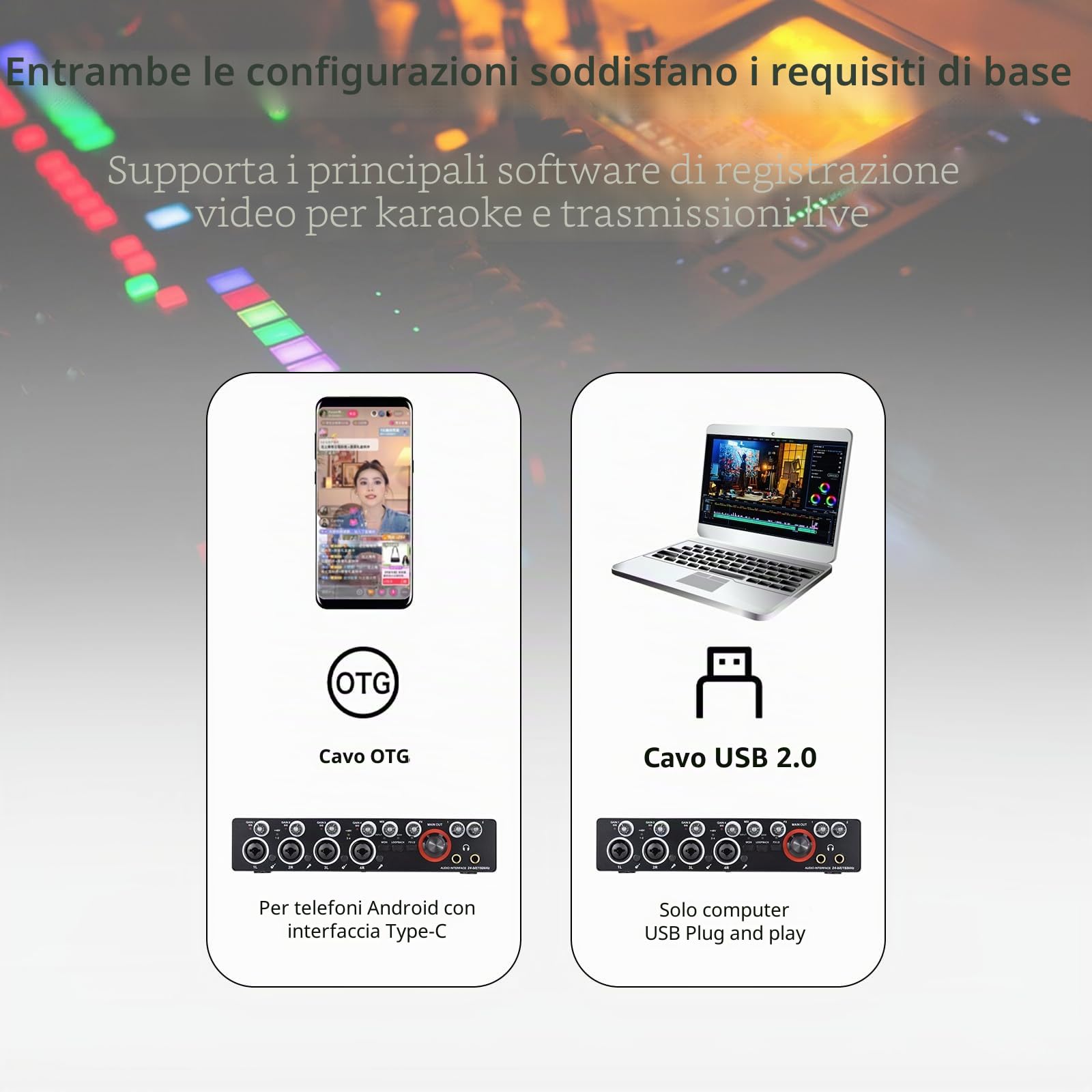 Scheda audio di registrazione a 4 canali con interfaccia audio senza driver, scheda audio USB 4 ingressi 4 uscite, alimentazione phantom 24 bit/192 kHz 48 V per registrazione professionale