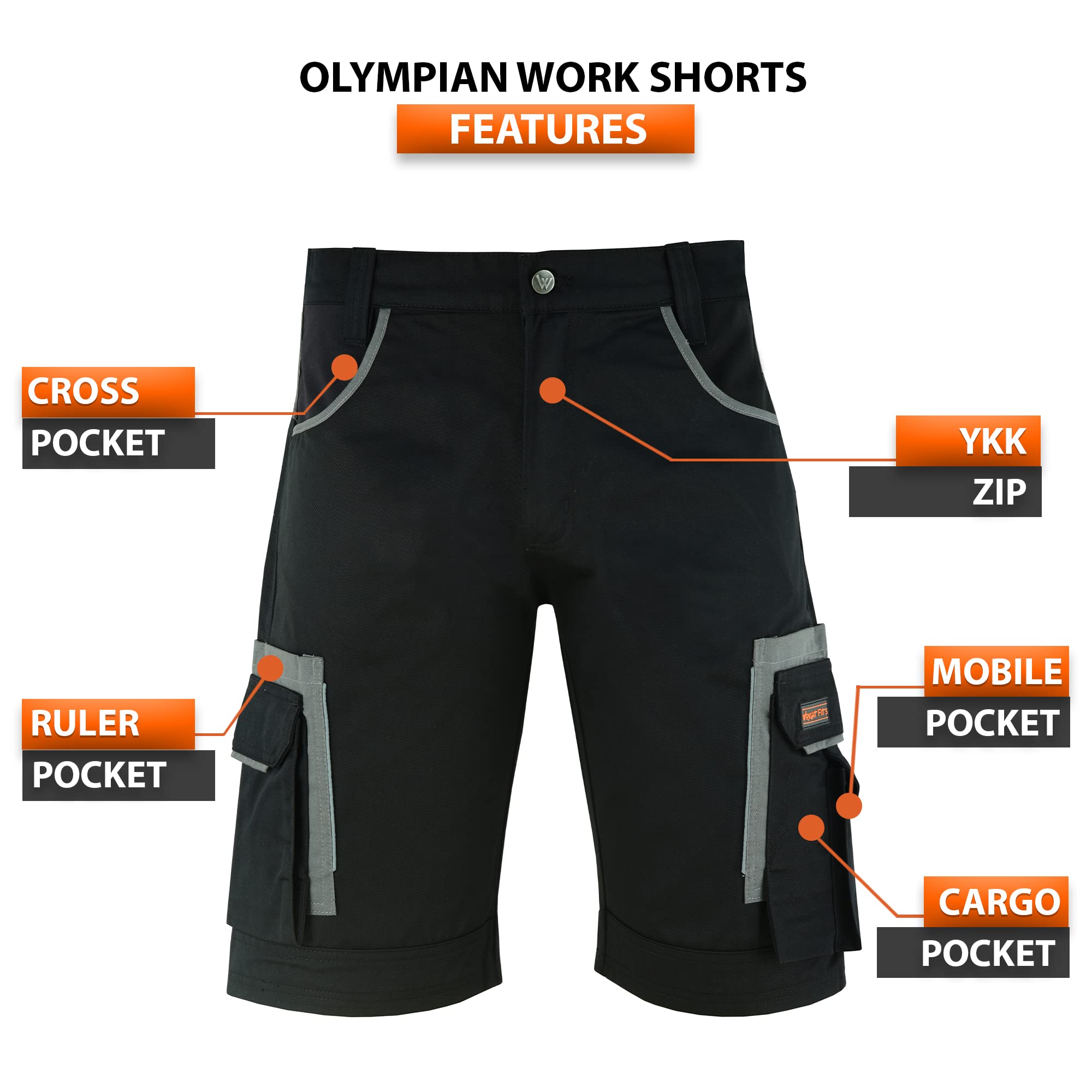 WrightFits Men Cargo Shorts -Work Shorts Safety Combat Summer Shorts - Multi Pockets - Triple Stitched - Durable Workwear — view 2