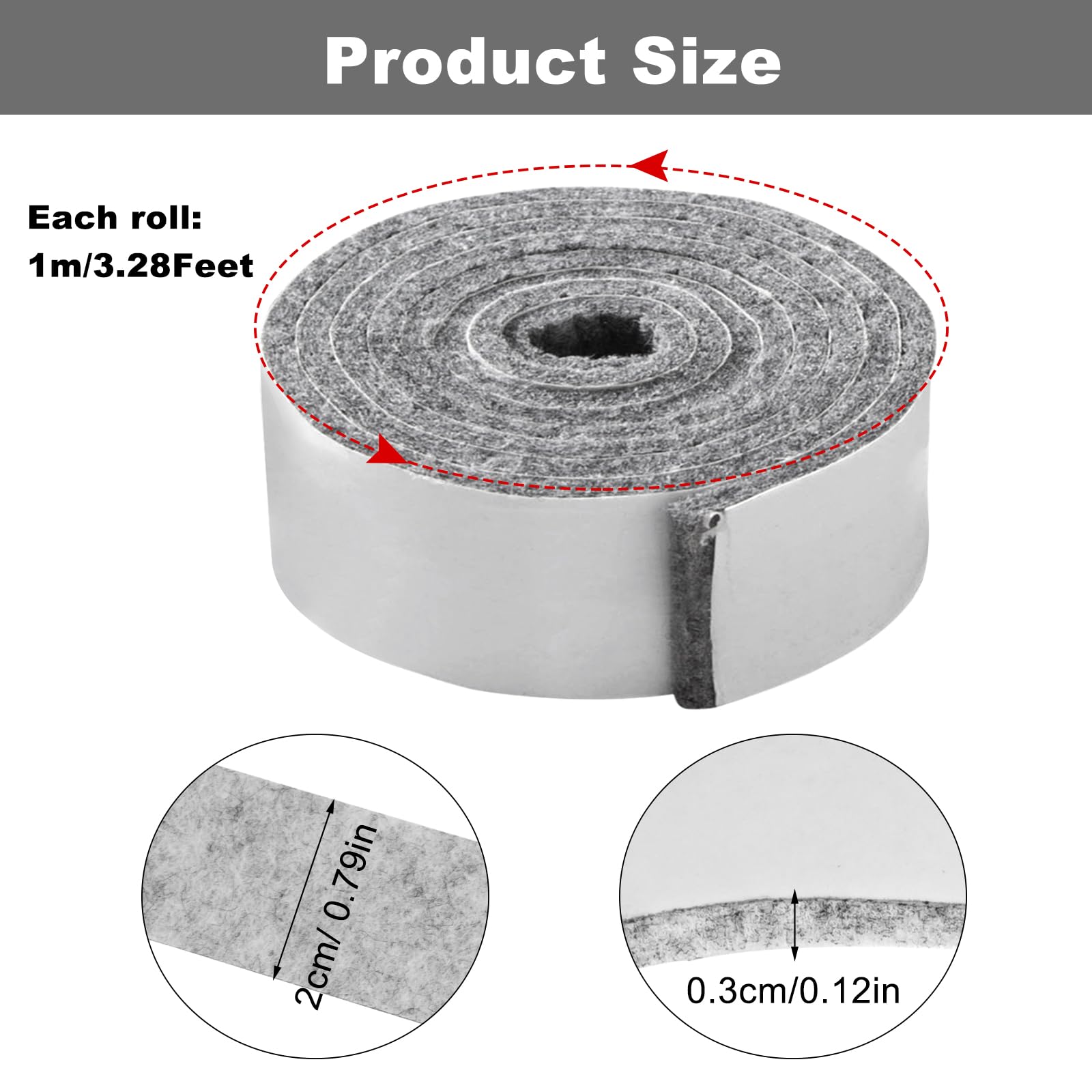 Feutrine Autocollante 600cm( Long )x5cm(large) Moquette Rouleau