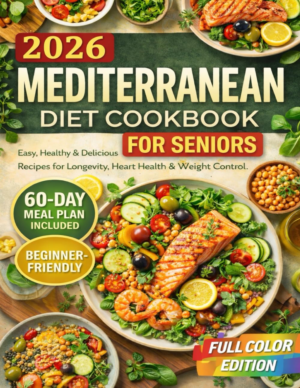 Super Easy Mediterranean Diet Cookbook for Seniors: 60 Days Simple and Mouthwatering Mediterranean Recipes with a BONUS 60-Day Meal Plan for Easy Weight Loss, Eating Well, and Promote Longevity