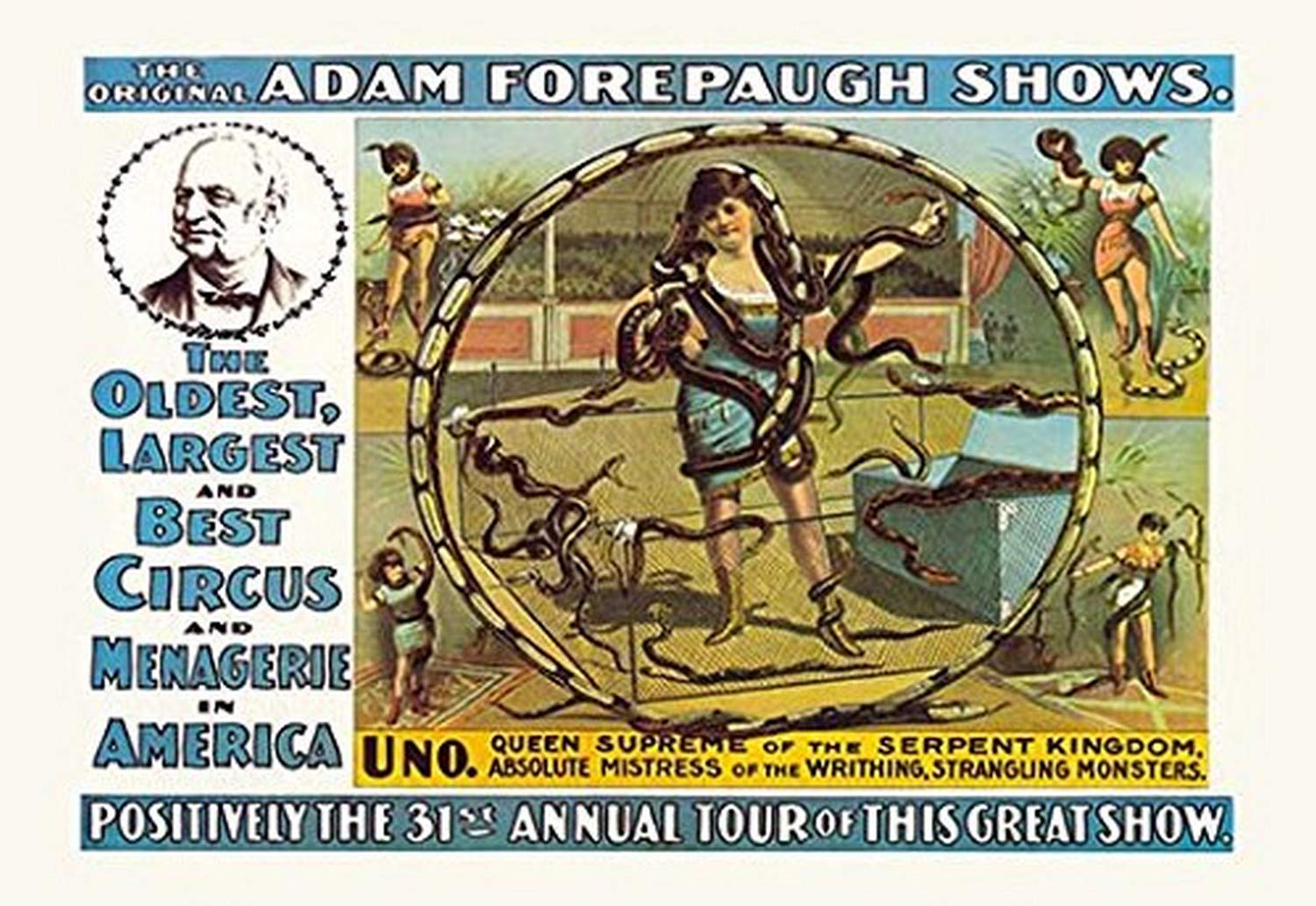 Amazon Com Buyenlarge 0 587 5 P17 Uno Queen Supreme Of The Serpent Kingdom The Original Adam Forepaugh Shows Paper Poster 18 X 27 Posters Prints