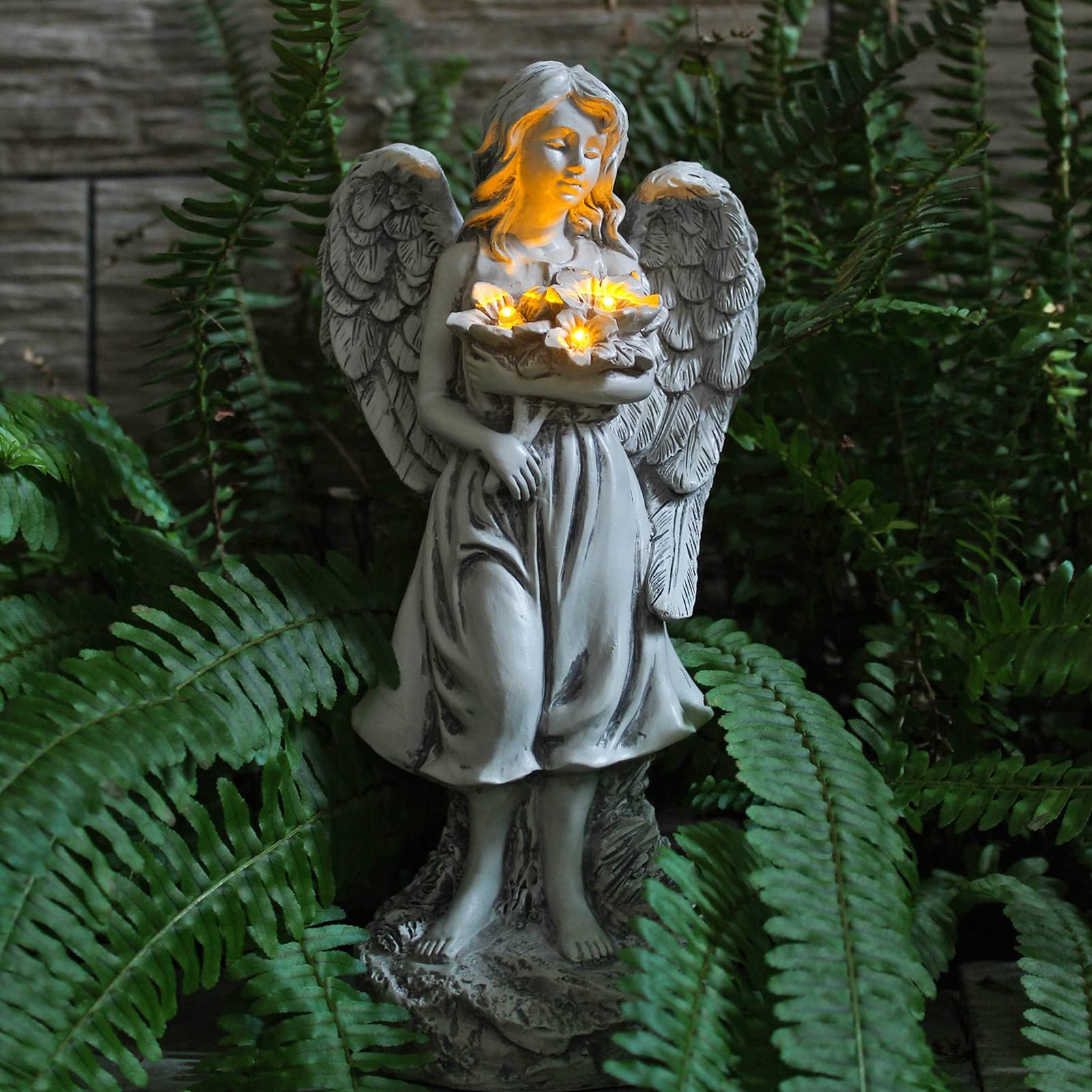 Angel Garden Statue,Outdoor Angel Decor,Solar Angel StatueDecor for Patio Lawn Yard Porch Decoration, Housewarming Garden Gift
