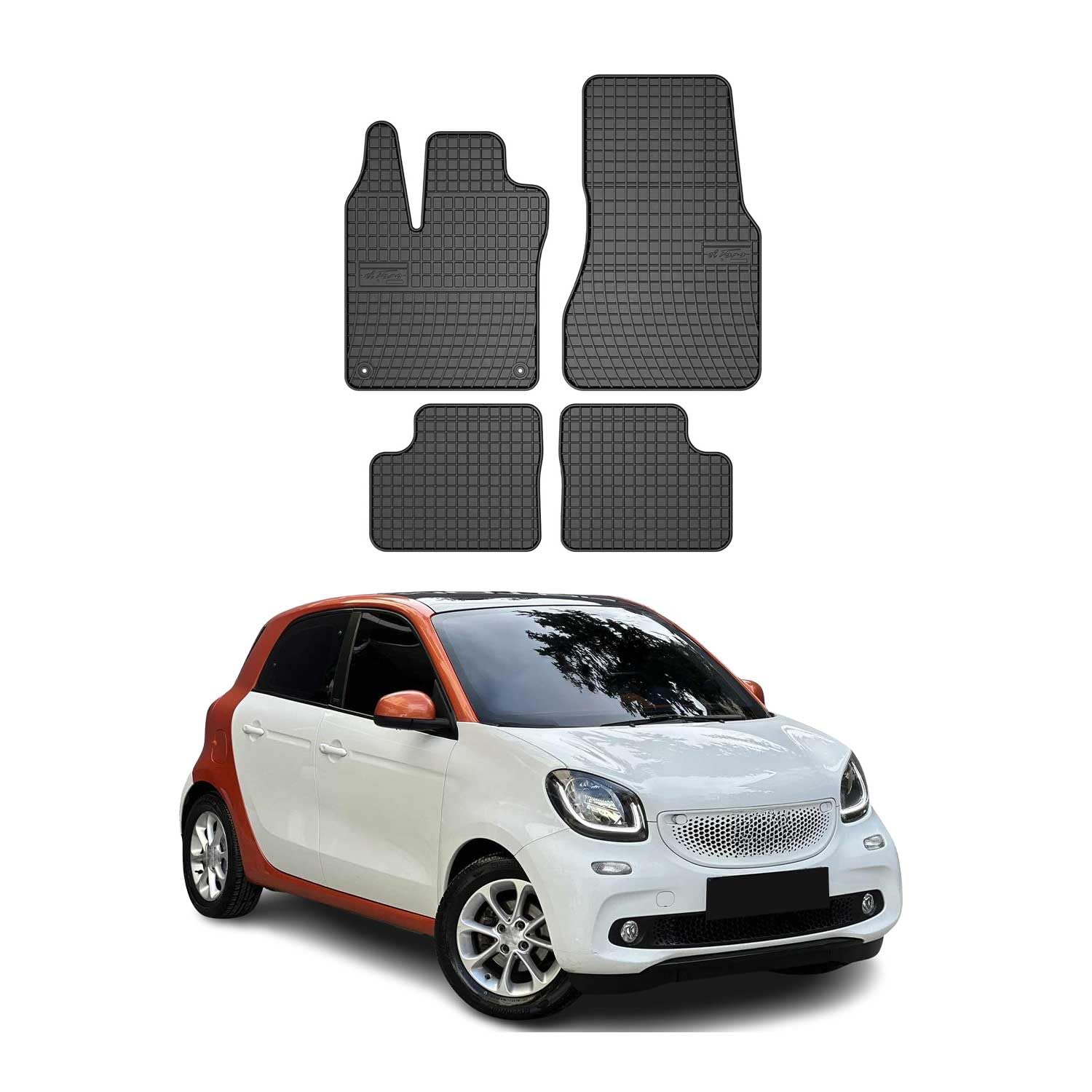 OMAC Fußmatten für Smart Forfour 2014-2020 Gummi 4tlg Schwarz