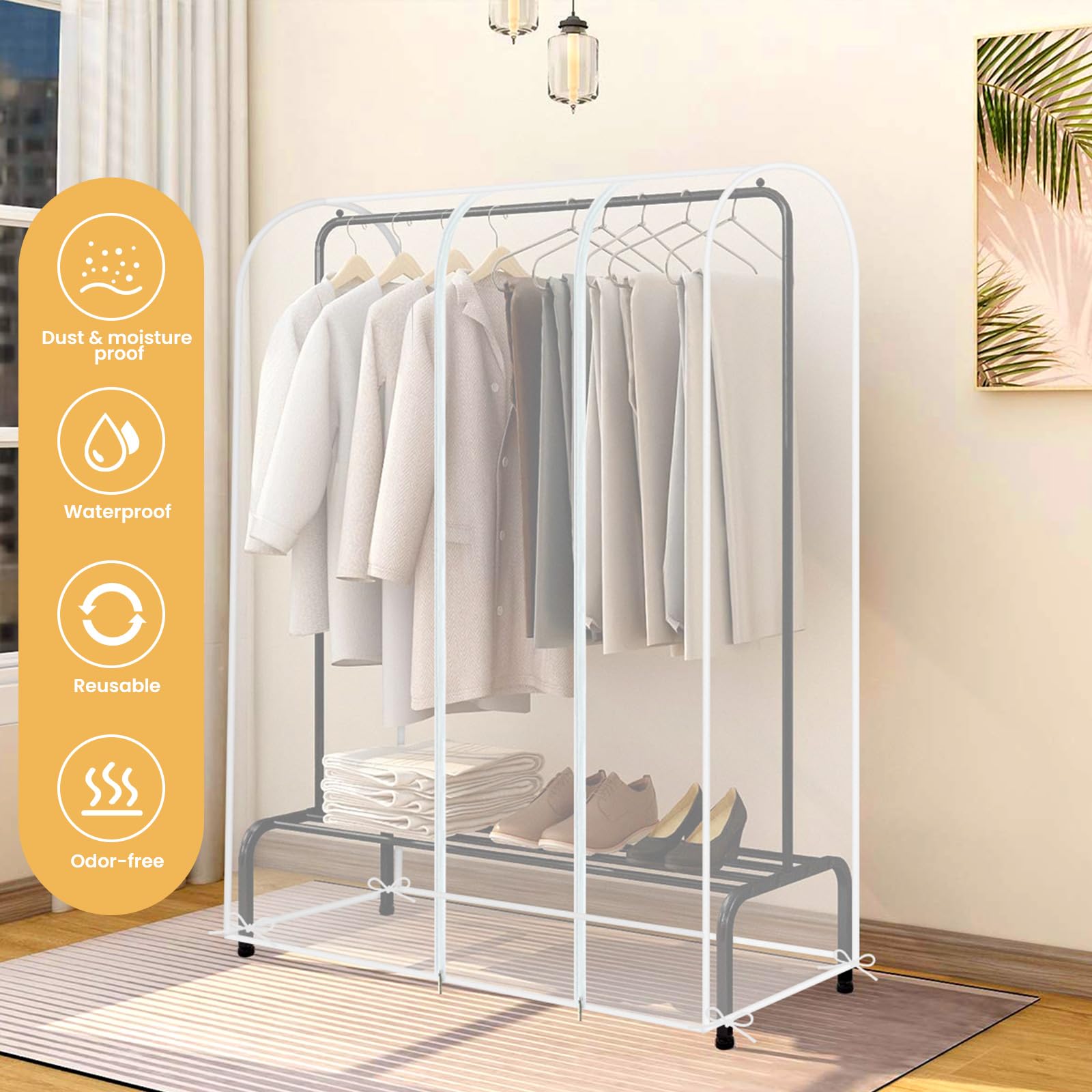 GQC 5ft PEVA Dustproof Clothes Rail Cover - Image 2