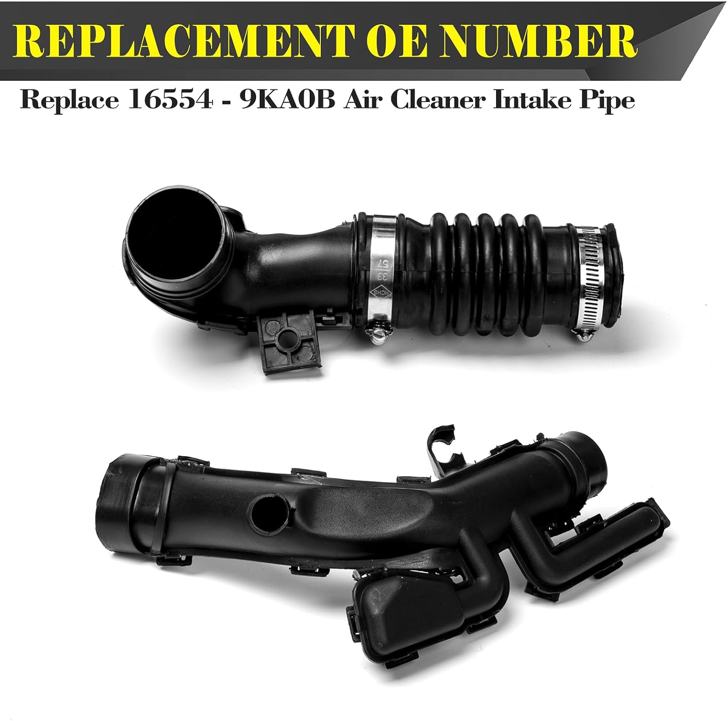 Air Intake Duct Pipe Fit for Nissan Versa/Versa Note 1.6L l4 Gas 2013-2019, Replace 16554-9KA0B, Engine Air Cleaner Intake Duct Resonator