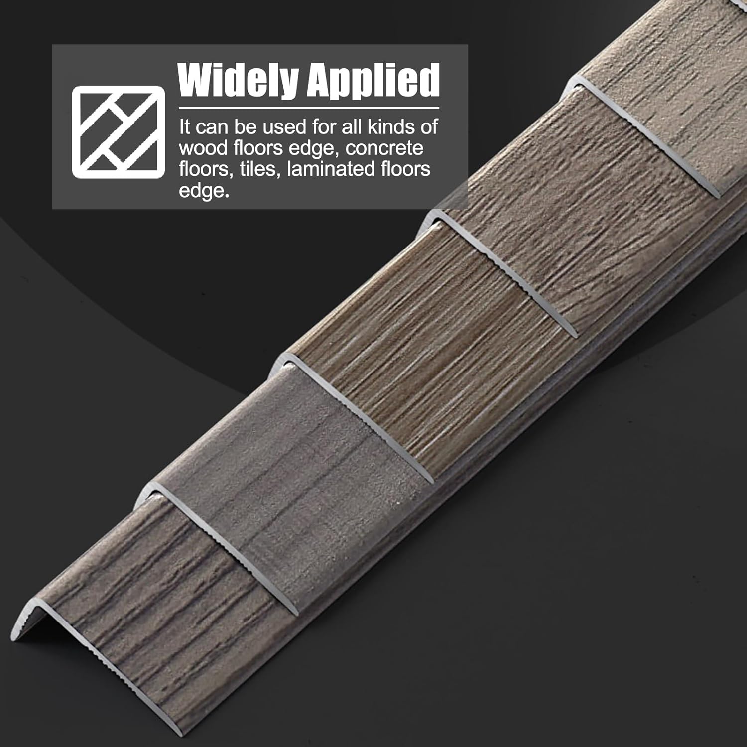Floor Transition Strip Wood Grain Edge Protector for Wood Floor/Step, Metal Stair Nosing Trim Strip, School Hospital Hallways Threshold Bar, Cuttable Transition Cove,Style G