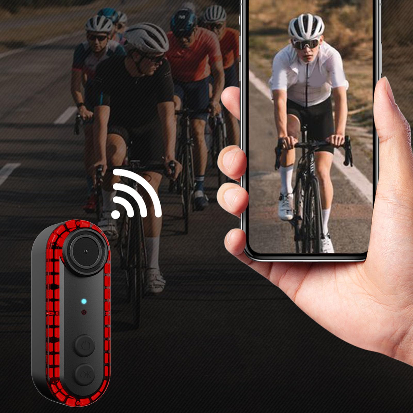 1080p HD -Fahrradkamera mit Rücklicht, IPX6 -Fahrradkamera, 150 ° Weitwinkel, App -Steuerung, Schleifenaufzeichnung, 3500 -mAh -Akku für Nachtfahrten (64GB)
