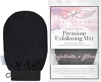 Double-Layered Korean Exfoliating Mitt for Deep Exfoliation – Viscose Fiber Exfoliating Glove to Achieve Smooth, Glowing Skin – Self Tan Remover and Applicator for Even, Perfect Tan