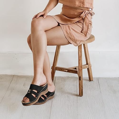 Miniatura 6 de SHIBEVER Wedge Sandals for Women Dressy Summer Comfortable Hollow Out Open Toe Wedge Sandal