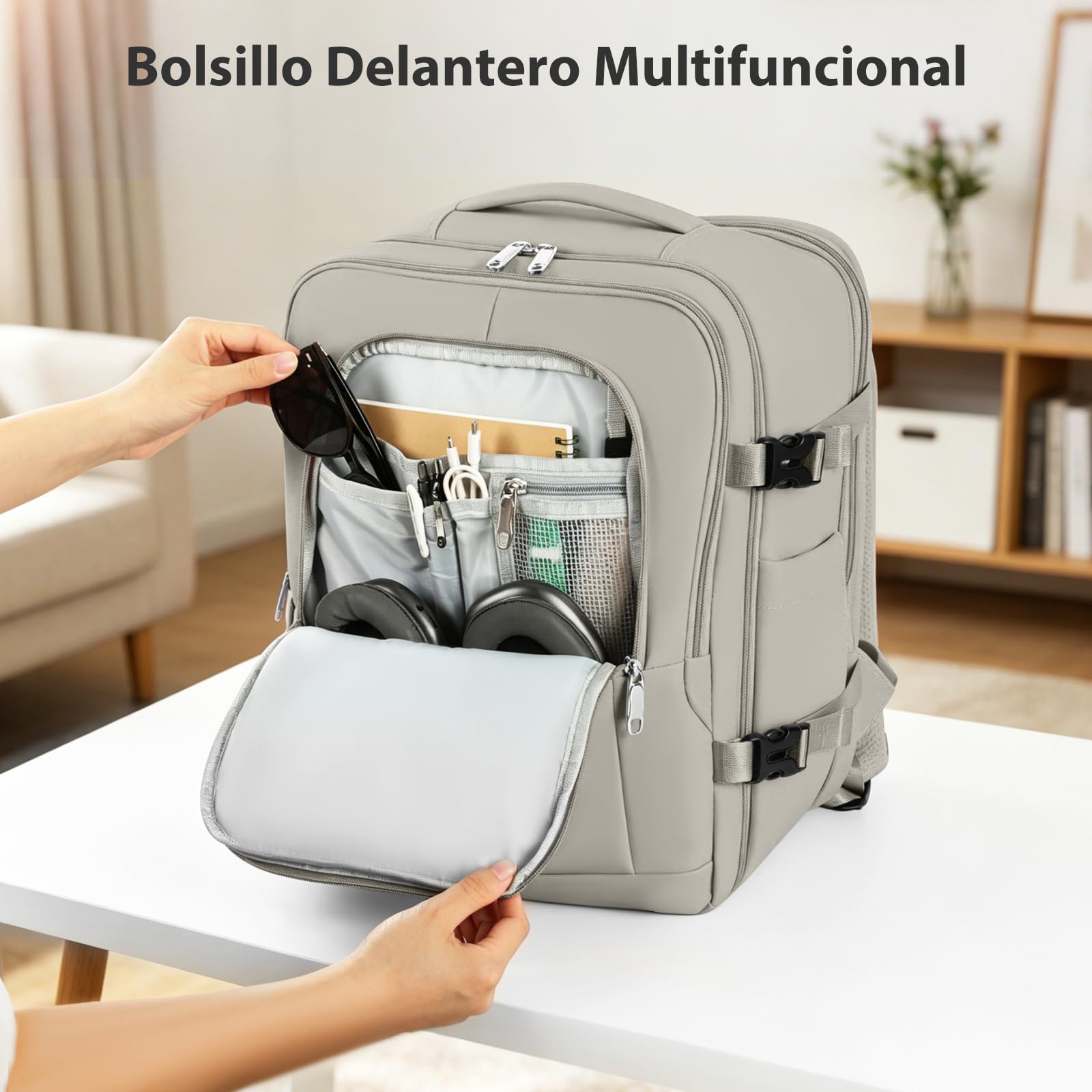 Mochila 40x30x20 Expandible 40x30x25 para Ryanair,Vueling, Wizz Air, Mochila Viaje Cabina Avión Mujer y Hombre, Equipaje de Mano con Compartimento Portátil 15.6", Mochila Antirrobo