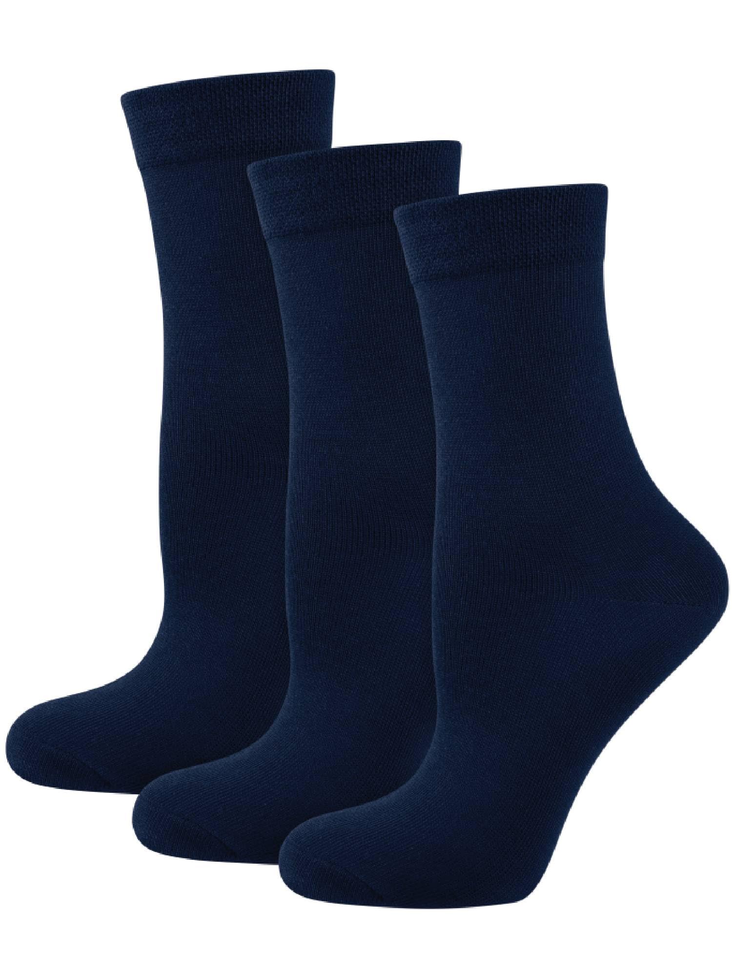 nur der Pack of 3 without rubber socks with comfort waistband without cutting in soft cotton for men, Maritime, 43-46
