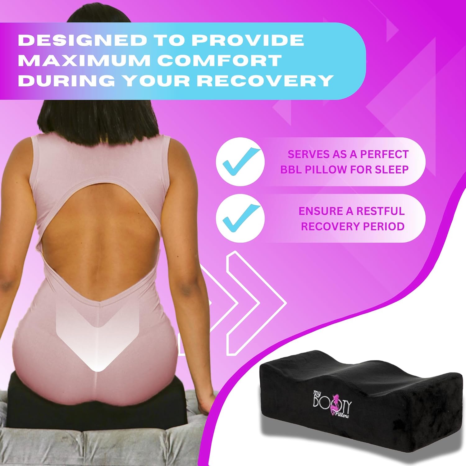 BBL Pillow After Surgery Lifting Cushions, Butt Cushion for Long Sitting Butt Pillow, Portable Brazilian Butt Lift Recovery Pillow, BBL Post Surgery Supplies Cojin Post Operatorio