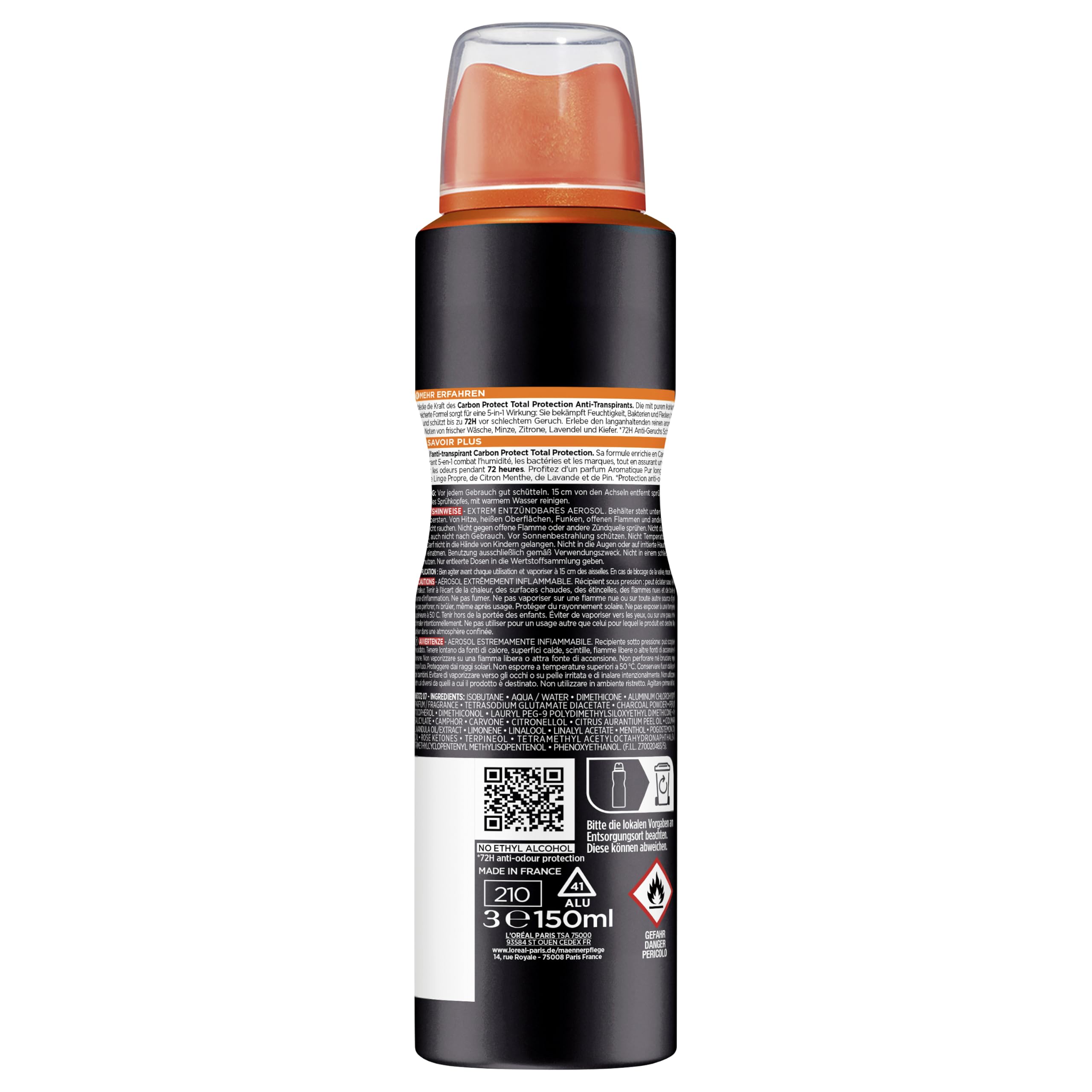 L'Oréal Men Expert Deo für Männer, 5-in-1 Deospray gegen Geruchsbildung, Nässe, Bakterien und weiße Rückstände für bis zu 48 Stunden… – Ansicht 2