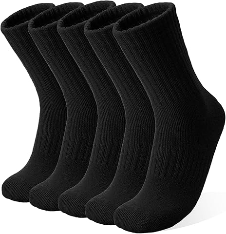 VoJoPi Calcetines Termicos Mujer, 5 Pares Calcetines Invierno con Rizo Suave CóModos y Transpirables Calcetines de Lana para Exteriores para Senderismo y Viajes, Talla 35-42