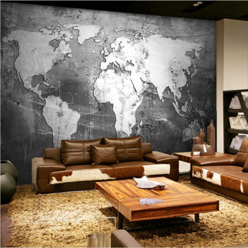 Fond d'écran mural 3D rétro nostalgia world map papier peint rouleau 300x210 cm salon