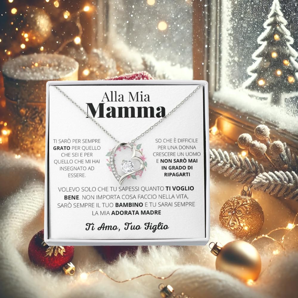 Luna Jewel Idea Regalo Mamma Collana oro o argento, con cofanetto led e messaggio, ciondolo donna, gioielli, per lei, idee compleanno, madre, festa della mamma