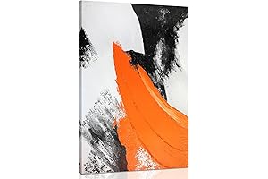 YPY Modern Abstract Canvas Wall Art: Grey Orange Wall Decor for Living Room